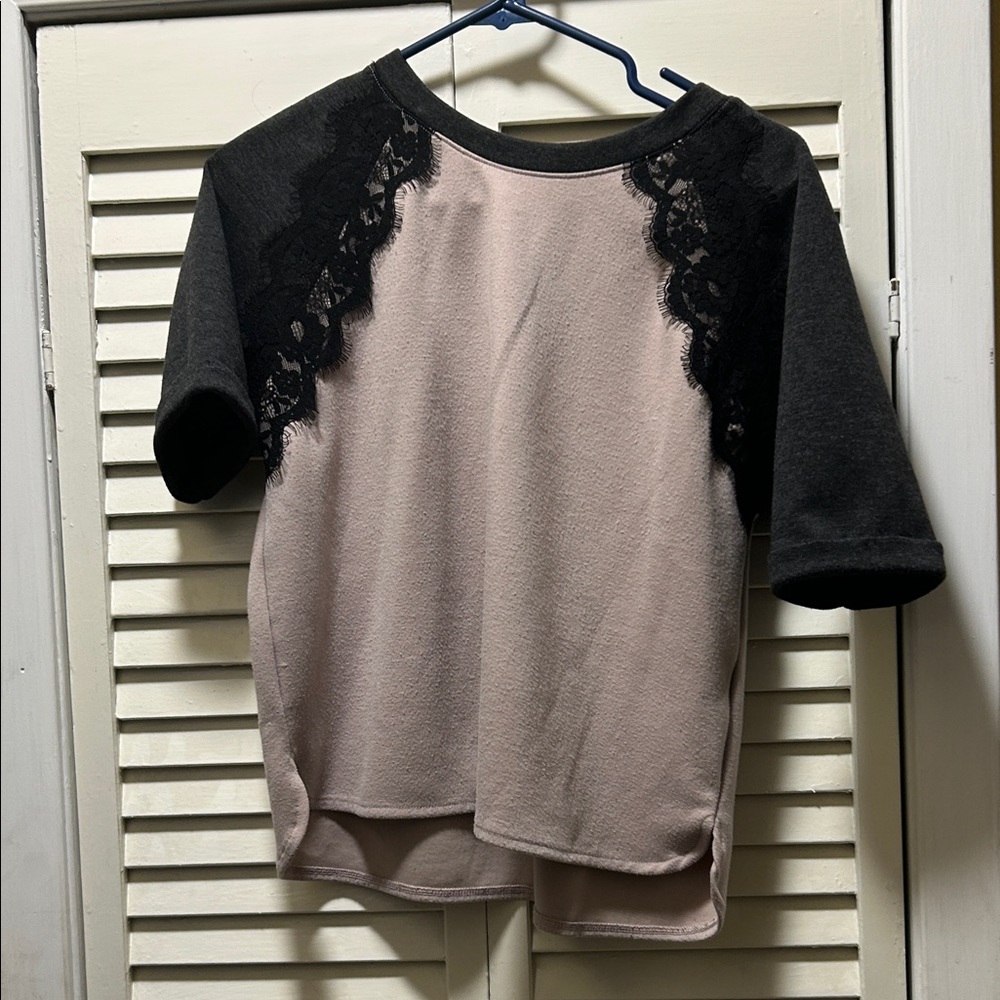 Old Navy Black and Pink Lace Accent Blouse